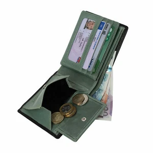StarHide Mens RFID Leather Billfold Wallet ID Card, Coin Holder 1216 Black Green - Picture 1 of 9