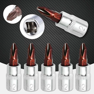 5pcs 1/4" Drive x PH2 Phillips Bit Socket Standard Metric S2 and Cr-V Steel - Image 1 of 4