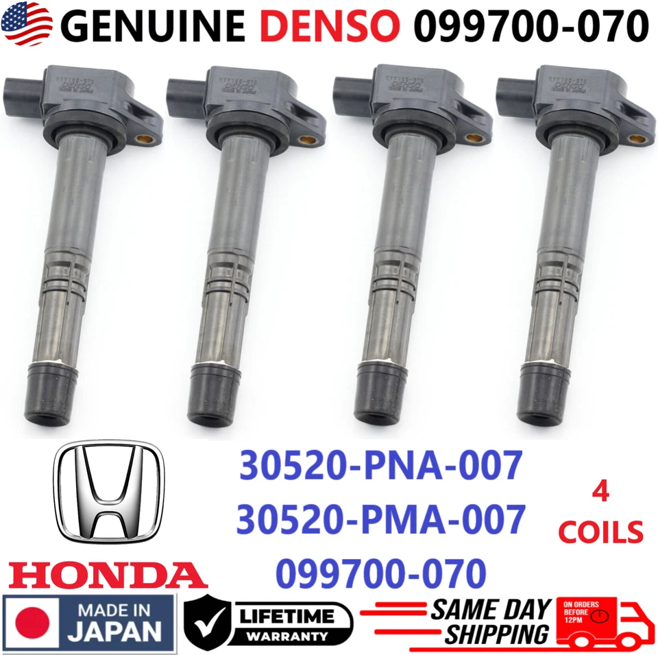 Bobinas de ignição GENUÍNAS DENSO para 2000-2011 Honda Acura 2.0L 2.4L I4, 099700-070 - Imagem 1 de 4
