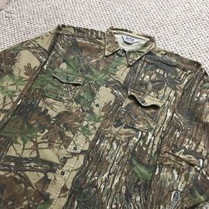 Vintage Heavy Flannel Camo Shirt Men 3XL RealTree Chamois Hunting 2 Pocket - Picture 1 of 9