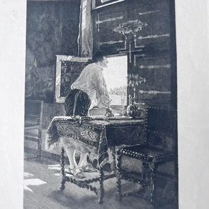 1895 “L’ Attente” (Man At The Window) Etching After Meissonier - Picture 1 of 9