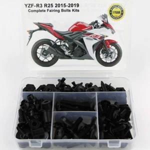 Steel Fairing Bolts Kit Fit For Yamaha YZF R3 YZF R25 2015-2019 Black 2016 2017 - Picture 1 of 11