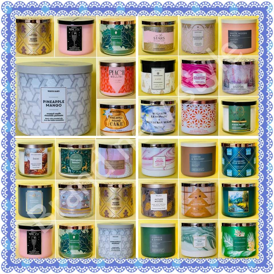 BATH & BODY WORKS White Barn 3-WICK CANDLE 14.5 OZ with LID u pick scent NEW - Image 1 of 1