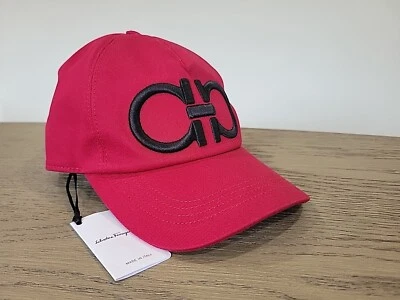 Salvatore Ferragamo Red Black Gancini Baseball Cap New With Tags $350 - Image 1 of 4
