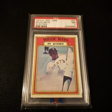 1972 O-Pee-Chee Baseball #50 Willie Mays In-Action PSA 7 NM