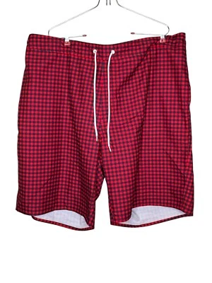 Pantalones Cortos St. John's Bay Hombres Cuadros Cintura Elástica Cordón Guinga Rojo XL NUEVOS CON ETIQUETAS Foto 1 de 4