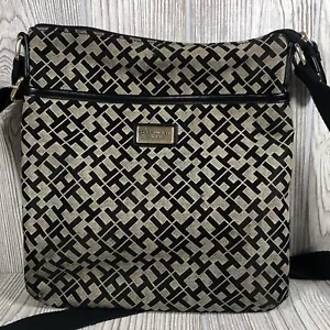 TOMMY HILFIGER BROWN/BLACK MEDIUM CROSSBODY MESSENGER SLING BAG PURSE - Picture 1 of 7