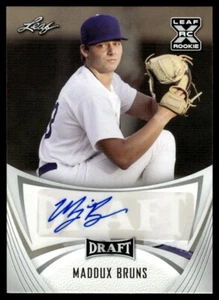 2021 LEAF DRAFT AUTO Maddux Bruns Auto #BA-MB1 R45 - Picture 1 of 2