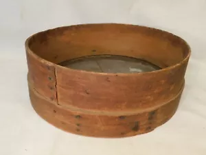 Antique Primitive Round Wooden Grain Sifter - Small 13" Farmhouse Wall Decor - Picture 1 of 10