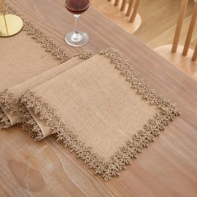 Vintage Burlap Table Natural Country Wedding Party Home Table Decoration - Image 1 of 4