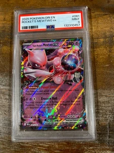 POKEMON 2025 Destined Rivals ROCKET'S MEWTWO Ex #081 PSA 9 Mint RARE 2 - Picture 1 of 2