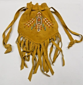 VTG Handmade Deerskin Leather Purse Bag & Southwest Indian Tribes - Picture 1 of 10