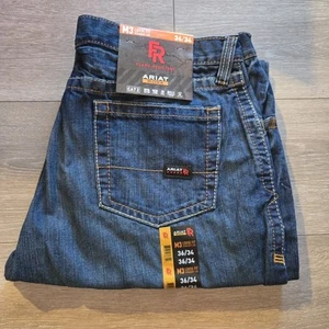 Ariat FR Men's Flame Resistant M3 Loose Straight Work Blue Jeans 36X34 - Picture 1 of 3