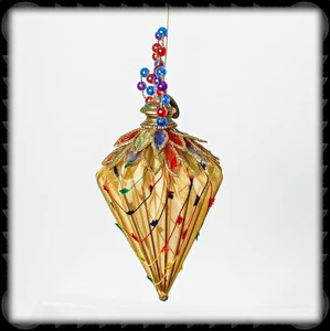 KATHERINE’S COLLECTION Mesh Tear Drop Beaded Christmas Ornament | Carnival - Picture 1 of 5