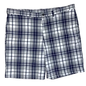 Haggar Cool 18 Pro Golf shorts men’s 42 check plaid polyester spandex inseam 9” - Picture 1 of 6