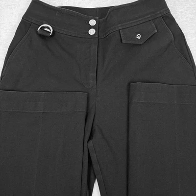 ST. JOHN SPORT BY MARIE GRAY BLACK STRAIGHT CARGO PANTS SILVER ACCENT SZ 4 - Image 1 of 4