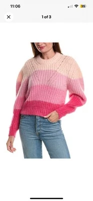 女式 Sandro 马海毛羊毛混纺毛衣女式粉色 4 码 — 第 1/4 张图片