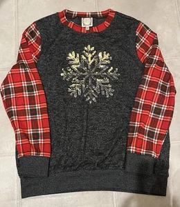 Truself Weihnachten Gold Silber Pailletten Schneeflocke Top Größe 1 X - Bild 1 von 5