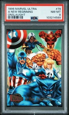 PSA 8 SKY BOX 1996 MARVEL ULTRA A NEW BEGINNING IRON MAN ONSLAUGHT #79 324 - Image 1 of 2