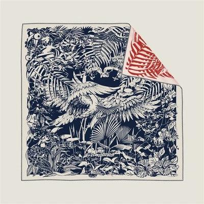 90CM Hand Rolled Twill Silk Scarf Women Foreast Double Printed Square Scarves - Image 1 of 4