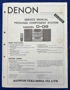 Manuale di servizio originale Denon D-08 Component System - Foto 1 di 1