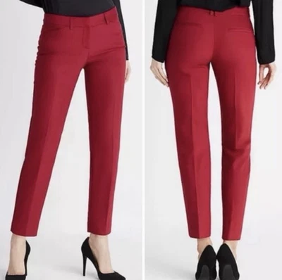 "Pantalón pantalón tobillo tiro medio Express Columnist, rojo talla 2 corto, entrepierna de 25""" Foto 1 de 4