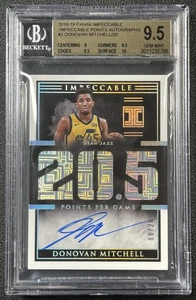 DONOVAN MITCHELL BGS 9.5 2018-19 PANINI IMPECCABLE #PT-DML 20.5 POINTS AUTO 8/20 - Picture 1 of 2