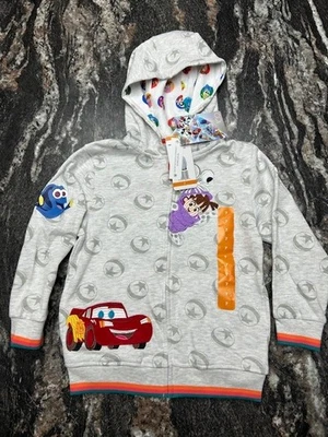 Disney 100 Niños Manga Larga Cremallera Completa Con Capucha Personaje Chaqueta Talla 7 NUEVA Foto 1 de 4