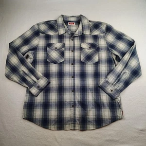 Wrangler Shirt Mens XL Blue White Plaid Button Down Long Sleeve Western Stretch - Picture 1 of 8