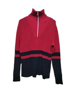 Lauren Active Ralph Lauren Mock Neck Knit Sweater  1/4 zip Womens Large Red - Picture 1 of 9