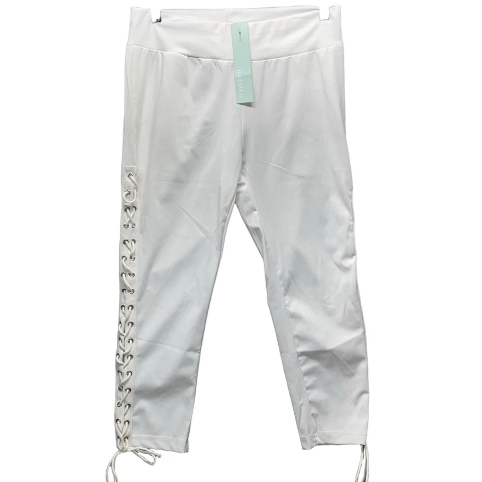 NWT DRESSFO Womens Size White Lace Up Drawstring Stretchy Athleisure Casual - Image 1 of 4