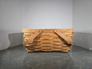 Antique Split Oak Market Basket with Two Swing Bentwood Oak Handles c1900 - Picture 1 of 10