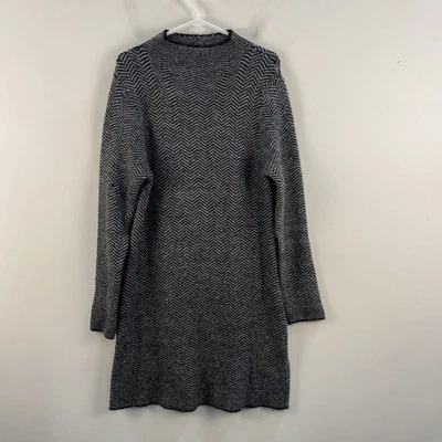 Vestido grande para mujer Max Studio gris negro tejido chevron hasta la rodilla manga larga Foto 1 de 4