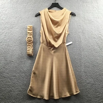 ASOS Design Belted Polka Dot Dress Tan 2 - Image 1 of 3