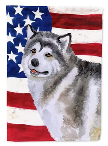 Alaskan Malamute Patriotic Flag Canvas House Size BB9638CHF - Picture 1 of 3