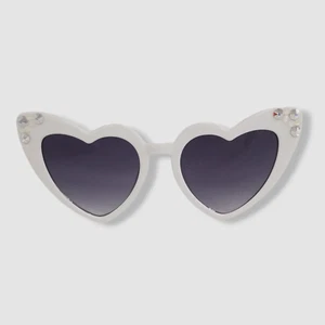 $30 Bari Lynn Kids Girls White Rhinestone UV Heart Shades Sunglasses - Picture 1 of 4