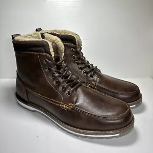 Stivali uomo Harrison Myles marroni zip laterale casual foderati in pelliccia mocassino taglia 11 nuovi senza scatola - Foto 1 di 9