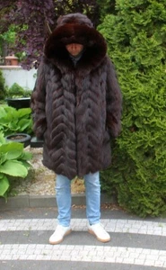 Men's 100% Ranch American Fox Fur Jacket With Hood Coat Outwear XL/2XL Brown - Picture 1 of 16