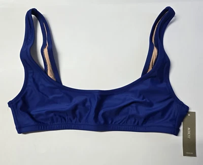 Top de bikini J Crew Heritage cuello redondo talla M azul BX611  Foto 1 de 4