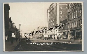 RPPC Main Street Cars Stores ELKHART IN Indiana Vintage Real Photo Postcard 1 - Picture 1 of 2