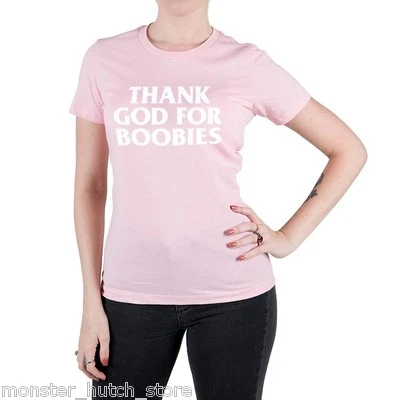 Nwt Mujer Famous Stars & Straps Thank Dios Para Boobies Tee Rosa Medium-Xlarge - Imagen 1 de 2