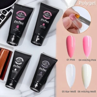 4× 30gMehrfarbige Poly Acrylgel Tube Aufbaugel UV LED Nagelverlängerung Nagelgel - Bild 1 von 4