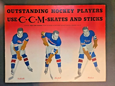 Placa de exibição de papelão 1939-40 New York Ranger - CCM patins e palitos de hóquei - Imagem 1 de 4