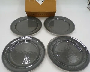 Pottery Barn Cabana Melamine Salad Plates Ceramic 8.75" Diam Charcoal S/4 #9931 - Picture 1 of 4