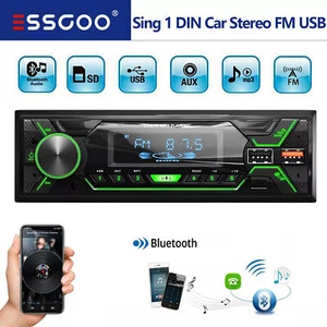 ESSGOO Single 1 Din Car Stereo Bluetooth Radio FM USB SD In-Dash Player SD/AUX - Picture 1 of 13