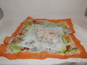 Vintage Han Pulled Norwegian Silk Scarf Orange 30" x 30" - Picture 1 of 5