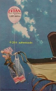 REKLAME EVIAN SOURCE CACHAT BABYWIEGE BLUMEN VON 1963 FRANZÖSISCH AD WATER PUB - Bild 1 von 1