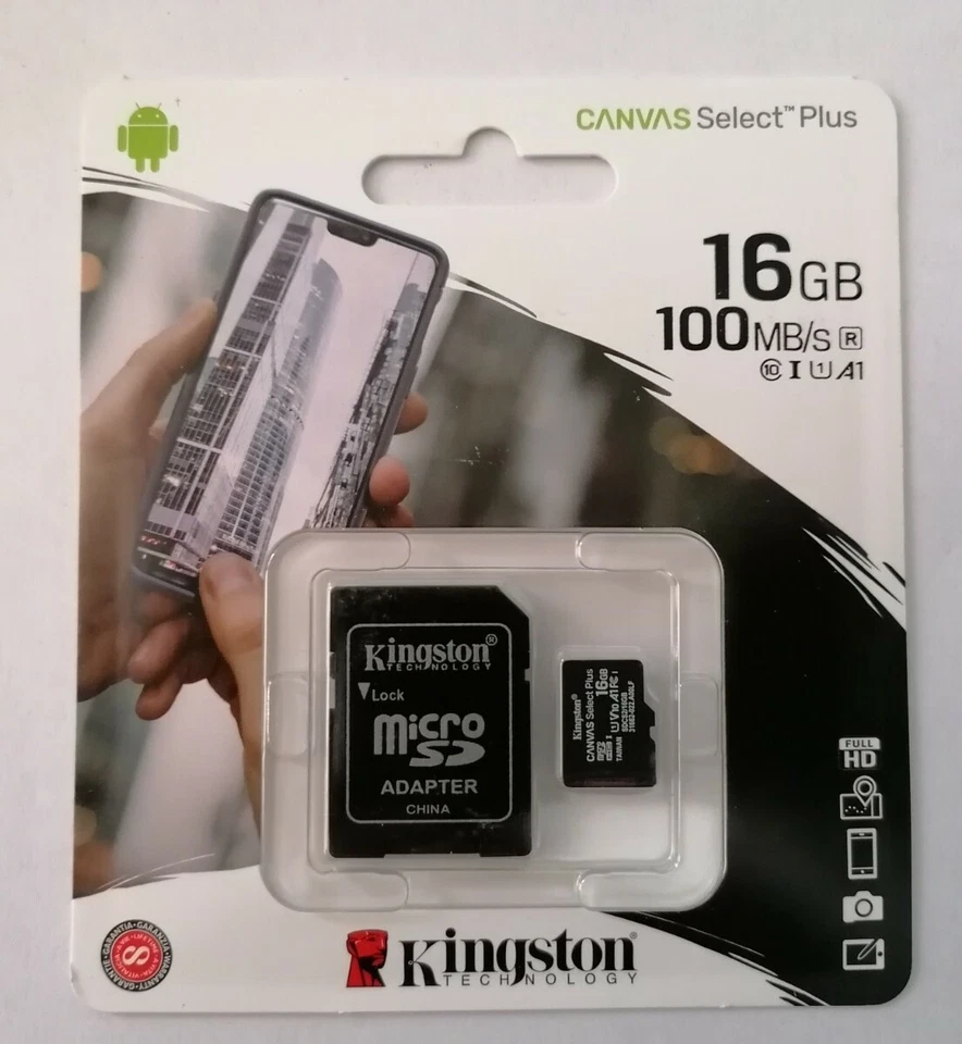  KINGSTON MEMORY CARD 16GB CLASS 10. 100Mb/s NUOVO - Immagine 1 di 2