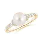 Freshwater Cultured Pearl Ring with Diamond Collar in 14K Yellow Gold Size 3.5