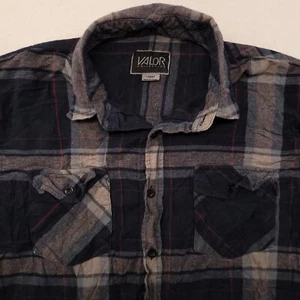Valor Tartan Flannel Casual Button Up Shirt Boys Size Large L Blue Gray - Picture 1 of 10
